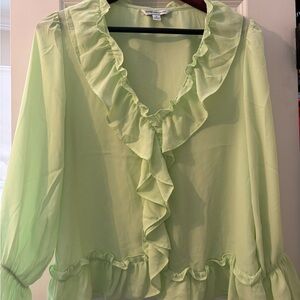 Counterparts Lime Green Ruffled Blouse